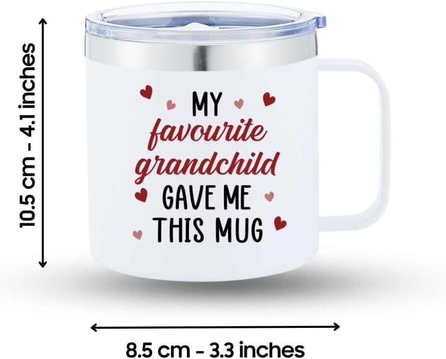 Vivulla68 My Favorite Grandchild Gave Me This Mug Tumbler, Grandma And Grandpa Mugs, Grandfather Fathers Day Gift, Grandma Birthday Gift, Grandpa Christmas Gifts From Grandchildren, Grandparents Mugs