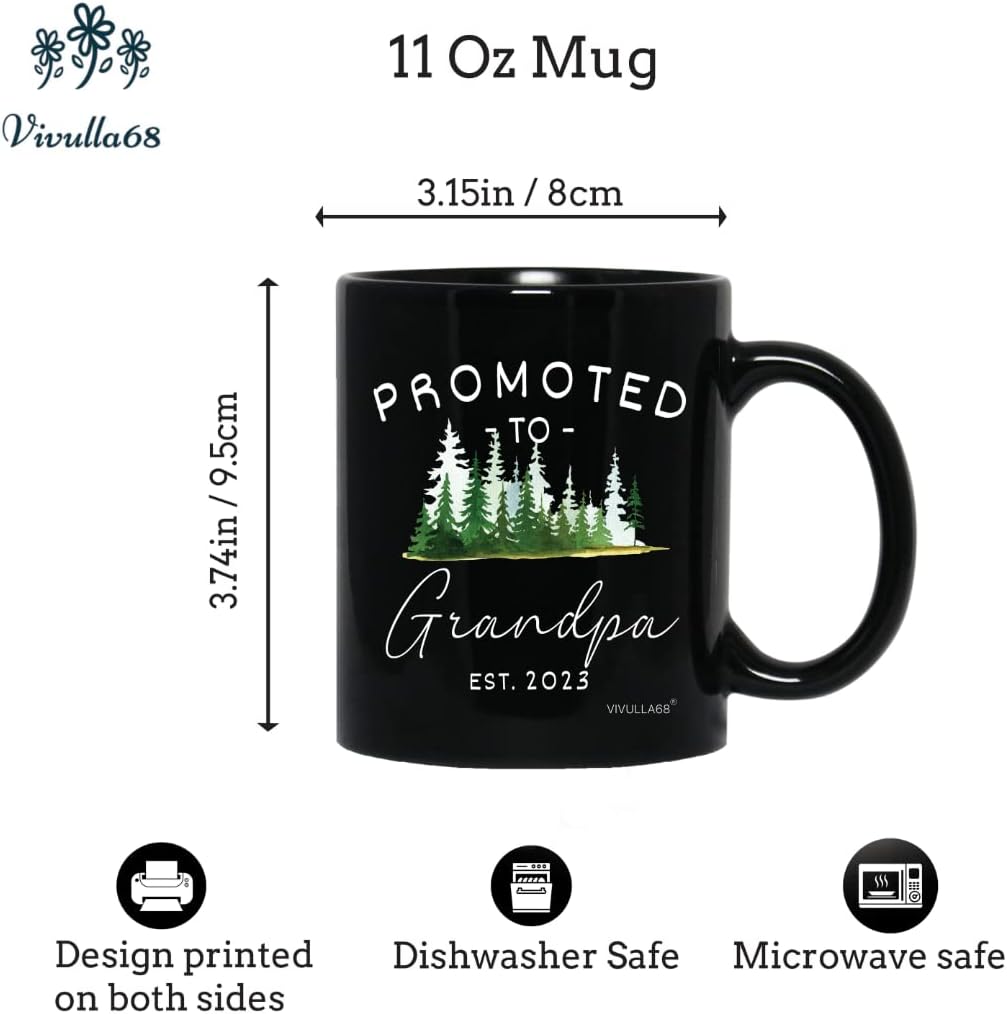 Vivulla68 Pregnancy Announcement For Grandparents Mug Set, Promoted To Grandparents Grandma And Grandpa 2023 Mugs, New Grandparents Gifts First Time 2023, Grandparents Baby Announcement Gifts (Black)