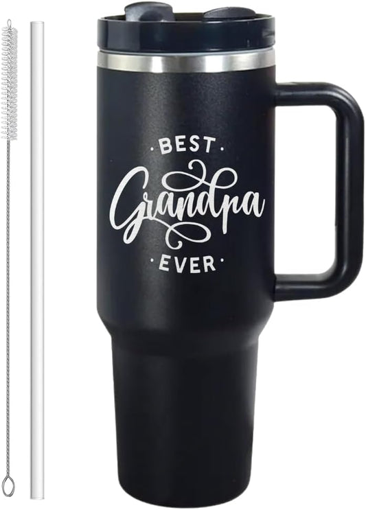 Vivulla68 40Oz Best Grandpa Ever Tumbler, Grandpa Gifts, Grandpa Birthday Gifts, Grandpa Christmas Gifts, Grandpa Gifts from Grandkids, Father's Day Gift from Grandkids, Presents for Grandpa