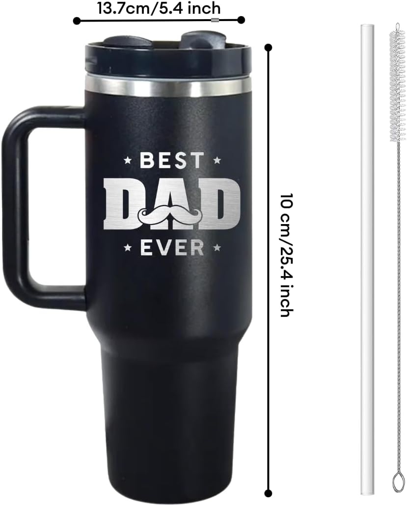 Vivulla68 Best Dad Ever Tumbler 40oz, Best Dad Ever Gifts, Coffee Tumbler For Dad, Dad Tumbler For Man, Happy Birthday Dad, Father's Day Gifts Coffee Tumbler, Christmas Gifts for Dad, Dad Cups Tumbler