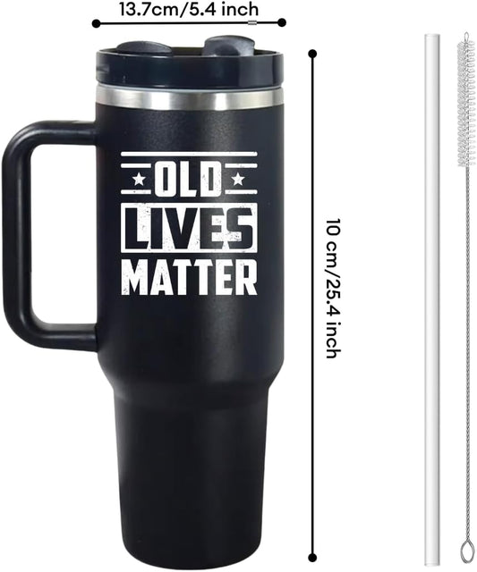 Vivulla68 Old Lives Matter Birthday Gift For Men - Old Man Birthday Gifts Ideas - Funny Retirement Gifts For Men - Gag Gifts for Dad, Grandpa, Old Man, Senior Citizen - Mens Birthday Tumbler Cup 40oz