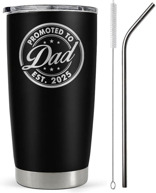 B0D9Y6R3RM - Vivulla68 Promoted To Dad 2025 Tumbler 20Oz, 1st Daddy Gifts, New Baby Gift Ideas, Papa Established 2025 Coffee Cup Mug, Fathers To Be Gift, Papa Travel Coffee Mug, Dad Est 2025 Cup