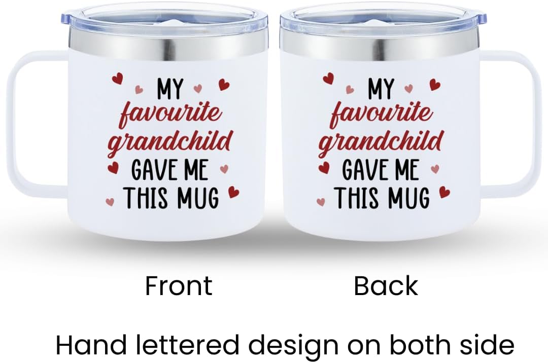 Vivulla68 My Favorite Grandchild Gave Me This Mug Tumbler, Grandma And Grandpa Mugs, Grandfather Fathers Day Gift, Grandma Birthday Gift, Grandpa Christmas Gifts From Grandchildren, Grandparents Mugs
