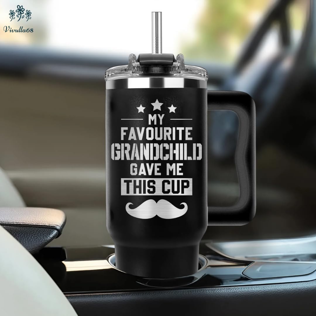 B0D9Y6C2J2-Vivulla68 Father Day Gifts for Grandpa, My Favorite GrandChild Gave Me This Cup Tumbler 40Oz - Grandpa Birthday Gifts from Grandkids, Granddaughter, Grandson - Grandfather Mug, Present for Granddad