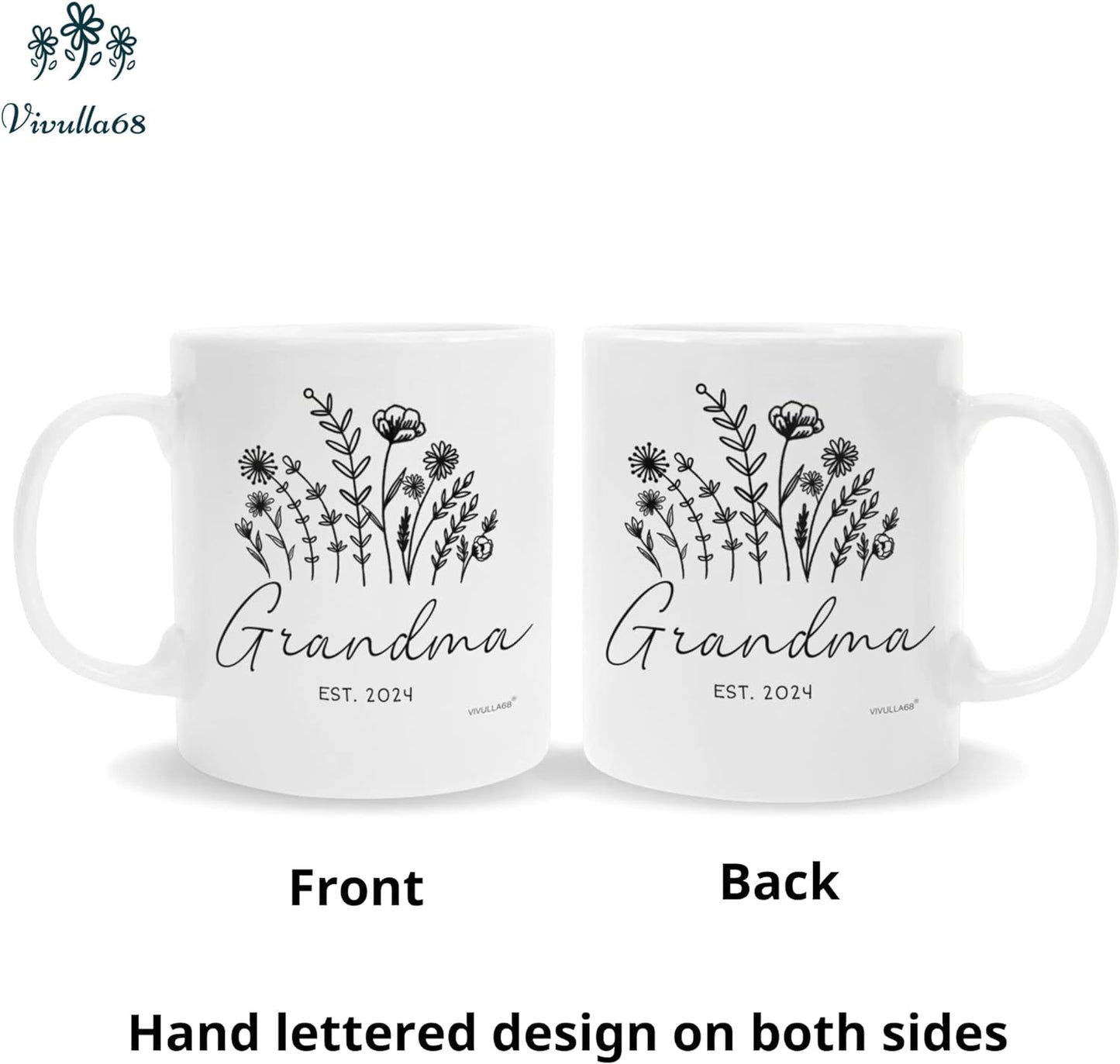 Vivulla68 New Grandparents Gifts First Time 2024, Pregnancy Announcement For Grandparents Mug Set, Promoted To Grandparents Grandma And Grandpa 2024 Mugs, Grandparents Baby Announcement Gifts Est 2024