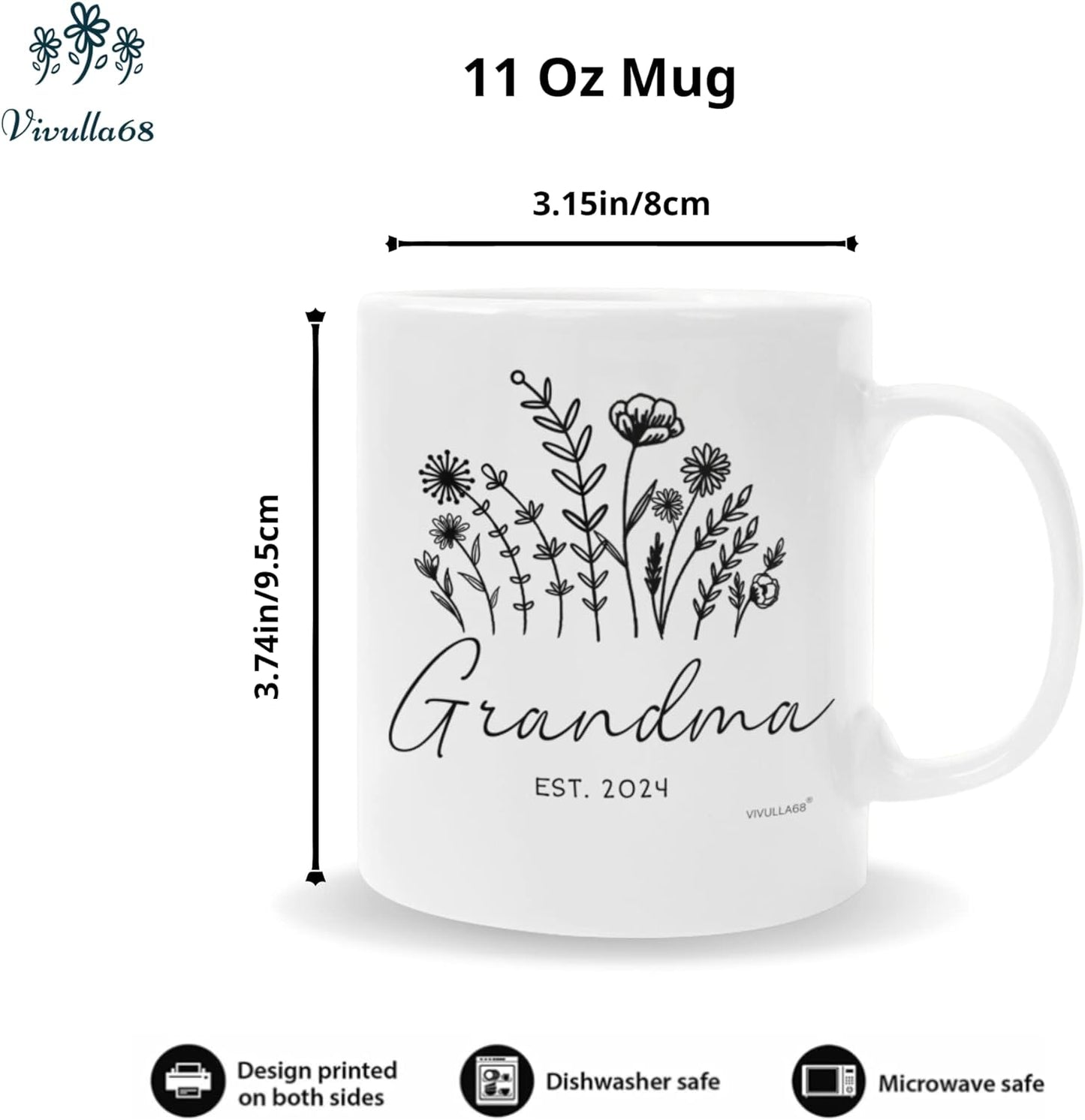 Vivulla68 New Grandparents Gifts First Time 2024, Pregnancy Announcement For Grandparents Mug Set, Promoted To Grandparents Grandma And Grandpa 2024 Mugs, Grandparents Baby Announcement Gifts Est 2024