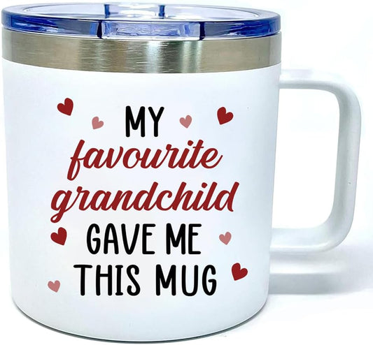 Vivulla68 My Favorite Grandchild Gave Me This Mug Tumbler, Grandma And Grandpa Mugs, Grandfather Fathers Day Gift, Grandma Birthday Gift, Grandpa Christmas Gifts From Grandchildren, Grandparents Mugs