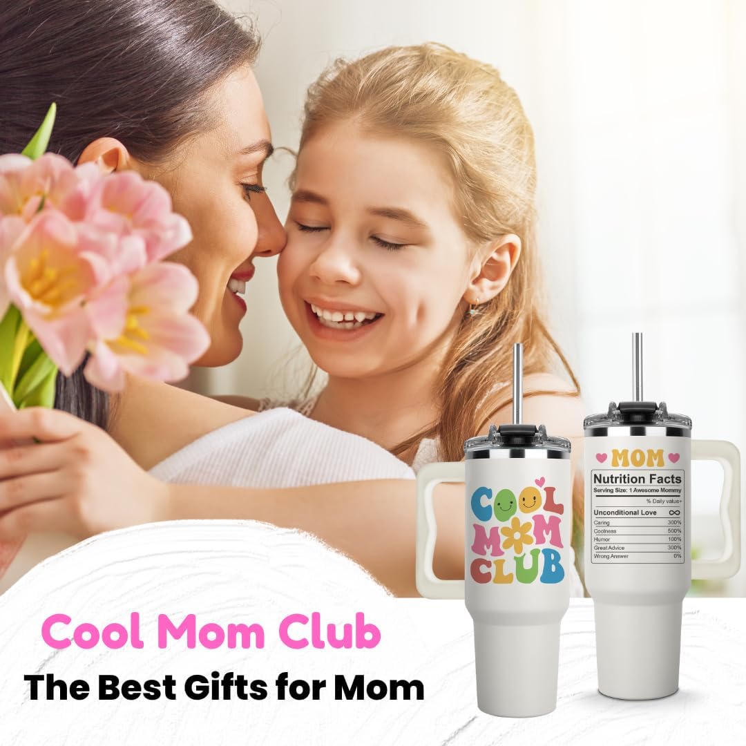 B0CXHNHDK9 - Vivulla68 Mother Day Gift from Daughter or Son – Cool Mom Club Tumbler 40oz with Straw & Brush, Cute Mama Cup, Present for New Mom, Keeps Drinks Cold, Reusable Travel Mug, Birthday Christmas Idea