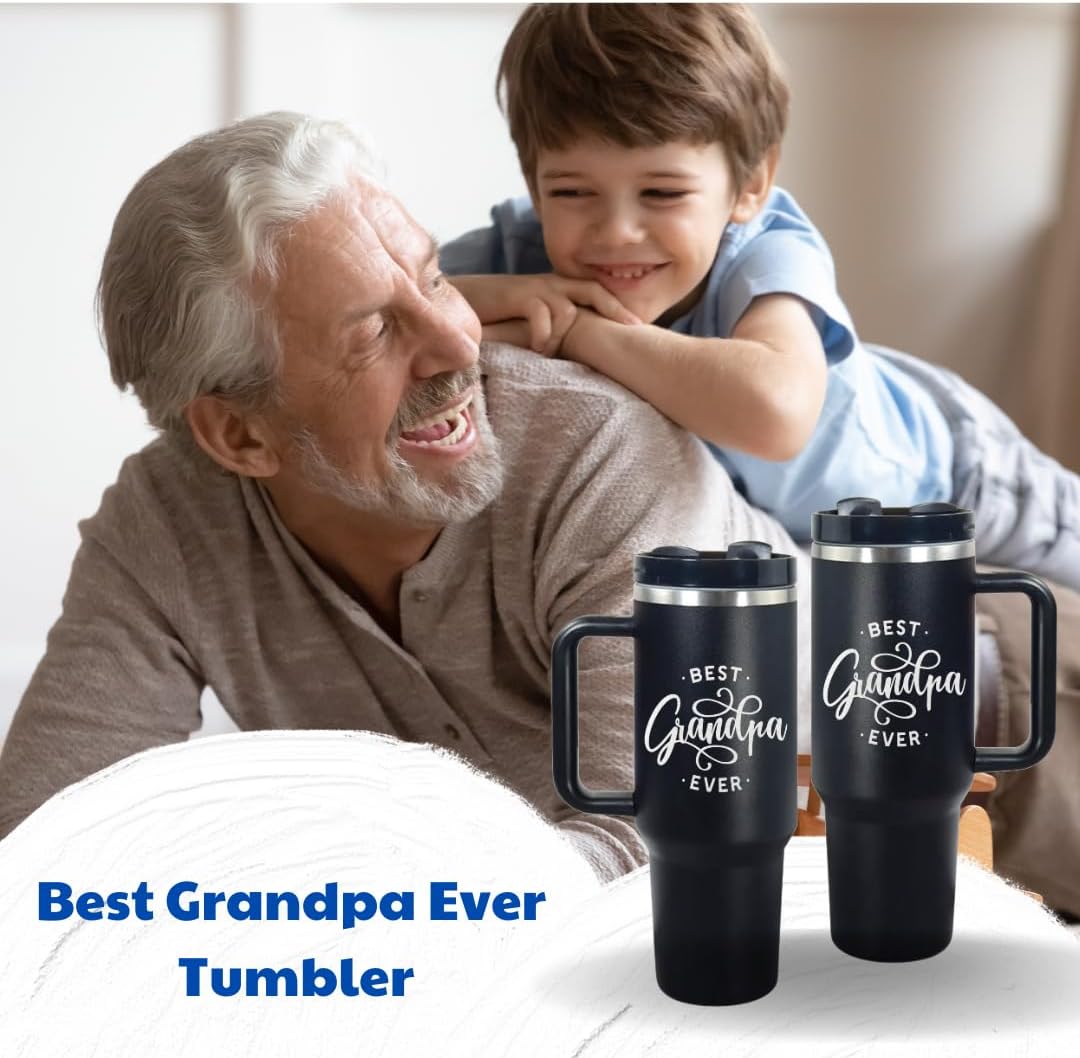 Vivulla68 40Oz Best Grandpa Ever Tumbler, Grandpa Gifts, Grandpa Birthday Gifts, Grandpa Christmas Gifts, Grandpa Gifts from Grandkids, Father's Day Gift from Grandkids, Presents for Grandpa