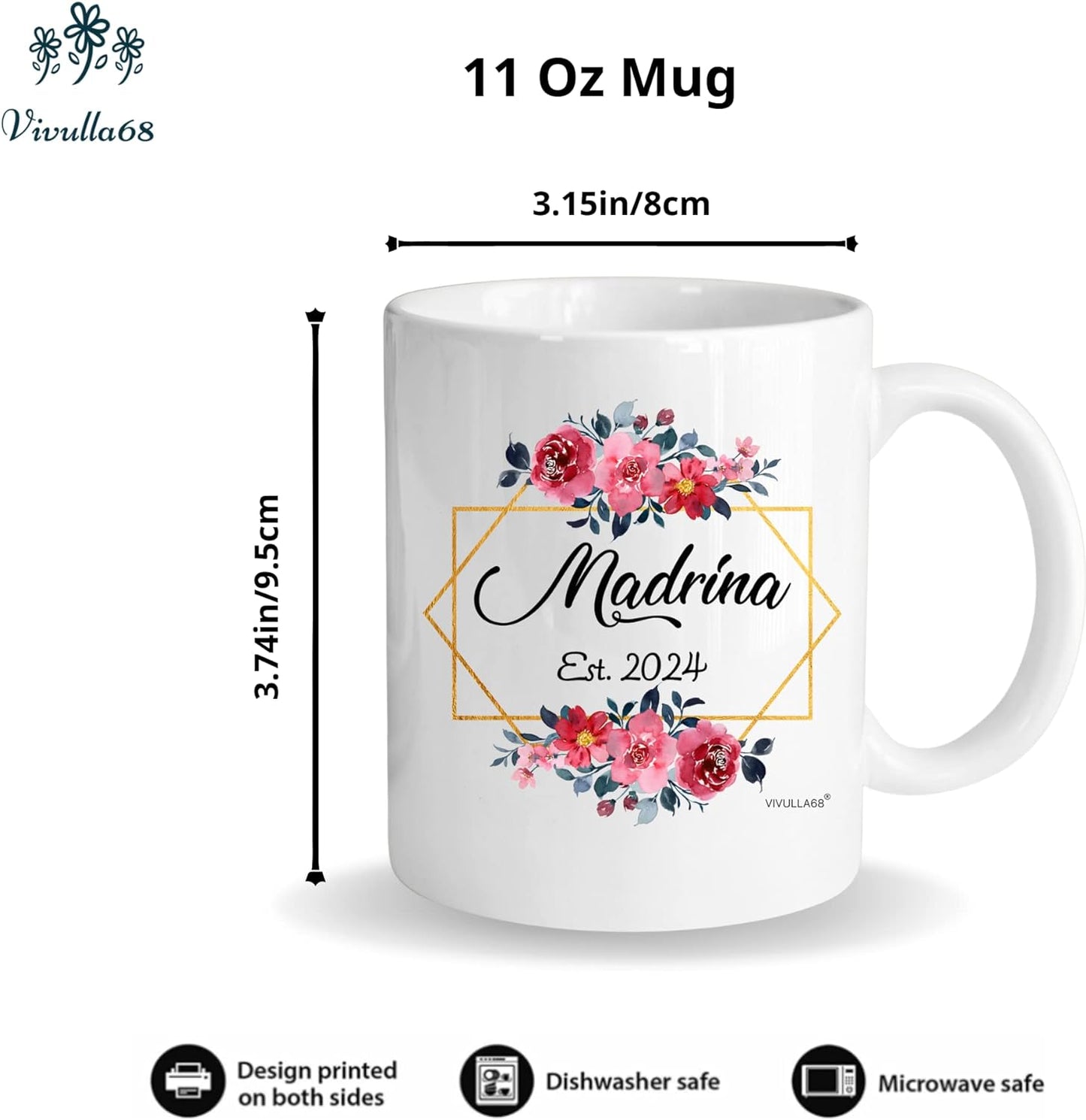 Vivulla68 Padrinos De Bautizo Propuesta Set 2 Tazas Café 11Oz, Godparents Proposal Gift, Quieren Ser Mis Padrinos De Bautizo, Quieres Ser Mis Padrinos De Bautizo, Quieres Ser Mi Madrina est 2024