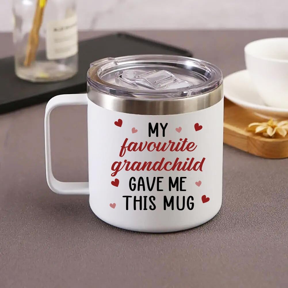 Vivulla68 My Favorite Grandchild Gave Me This Mug Tumbler, Grandma And Grandpa Mugs, Grandfather Fathers Day Gift, Grandma Birthday Gift, Grandpa Christmas Gifts From Grandchildren, Grandparents Mugs