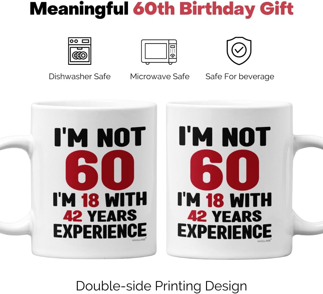 Vivulla68 60th Birthday Gifts For Men Women, 60 Birthday Gifts For Women Men, Birthday Gifts For 60 Year Old Man Woman, 1963 Birthday Gifts For Women Men, Happy 60th Birthday Gift Idea, Turning 60 Mug
