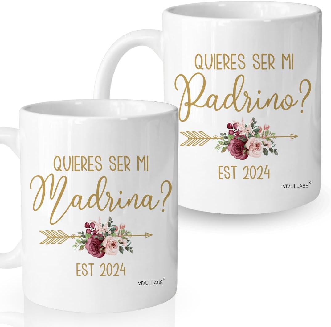 Vivulla68 Quieres Ser Mis Padrinos De Bautizo, Bautizo Recuerdos Juego De 2 Tazas 2024, Recuerdos De Bautizo Para Niño, Niña, God parents Presents Proposal, Quieren Ser Mis Padrinos De Bautizo