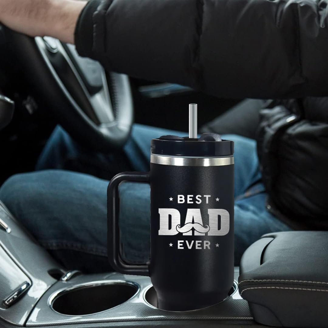 Vivulla68 Best Dad Ever Tumbler 40oz, Best Dad Ever Gifts, Coffee Tumbler For Dad, Dad Tumbler For Man, Happy Birthday Dad, Father's Day Gifts Coffee Tumbler, Christmas Gifts for Dad, Dad Cups Tumbler
