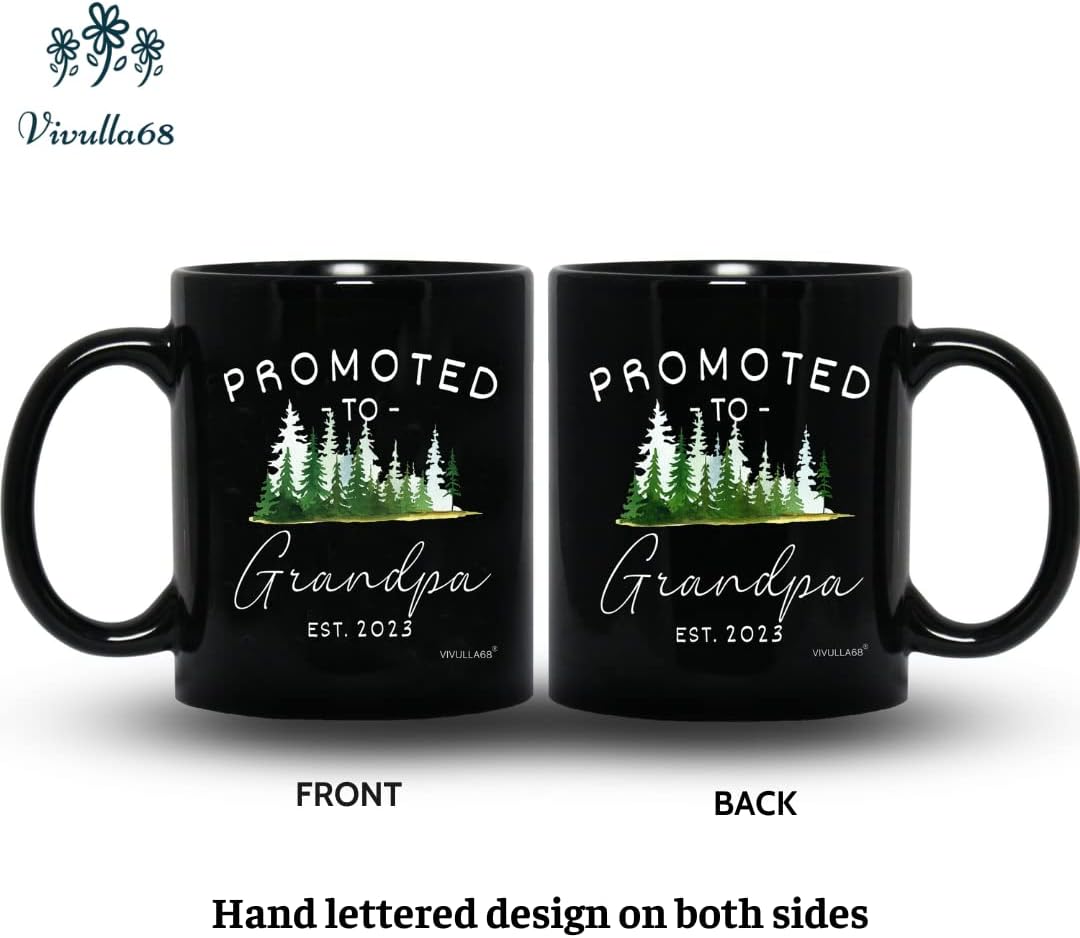 Vivulla68 Pregnancy Announcement For Grandparents Mug Set, Promoted To Grandparents Grandma And Grandpa 2023 Mugs, New Grandparents Gifts First Time 2023, Grandparents Baby Announcement Gifts (Black)