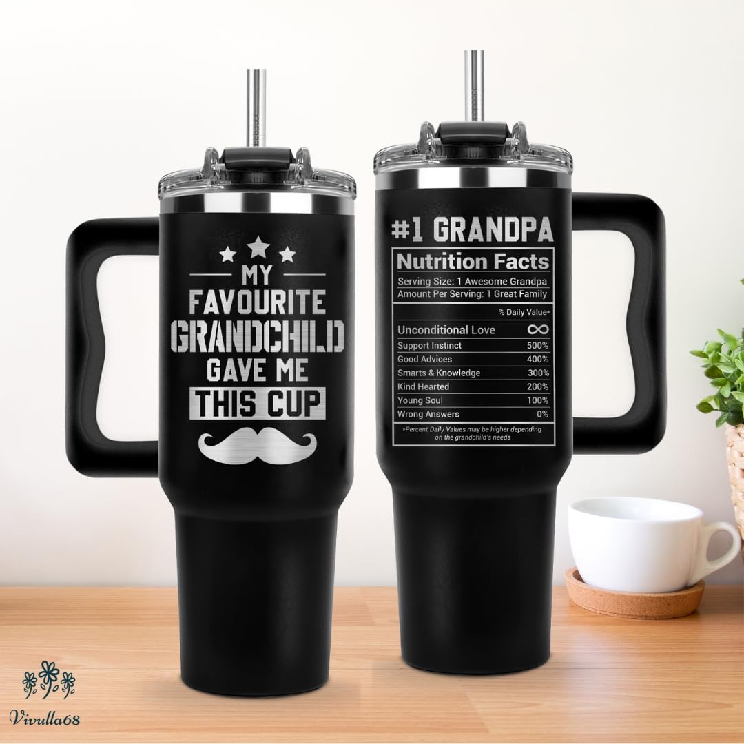 B0D9Y6C2J2-Vivulla68 Father Day Gifts for Grandpa, My Favorite GrandChild Gave Me This Cup Tumbler 40Oz - Grandpa Birthday Gifts from Grandkids, Granddaughter, Grandson - Grandfather Mug, Present for Granddad