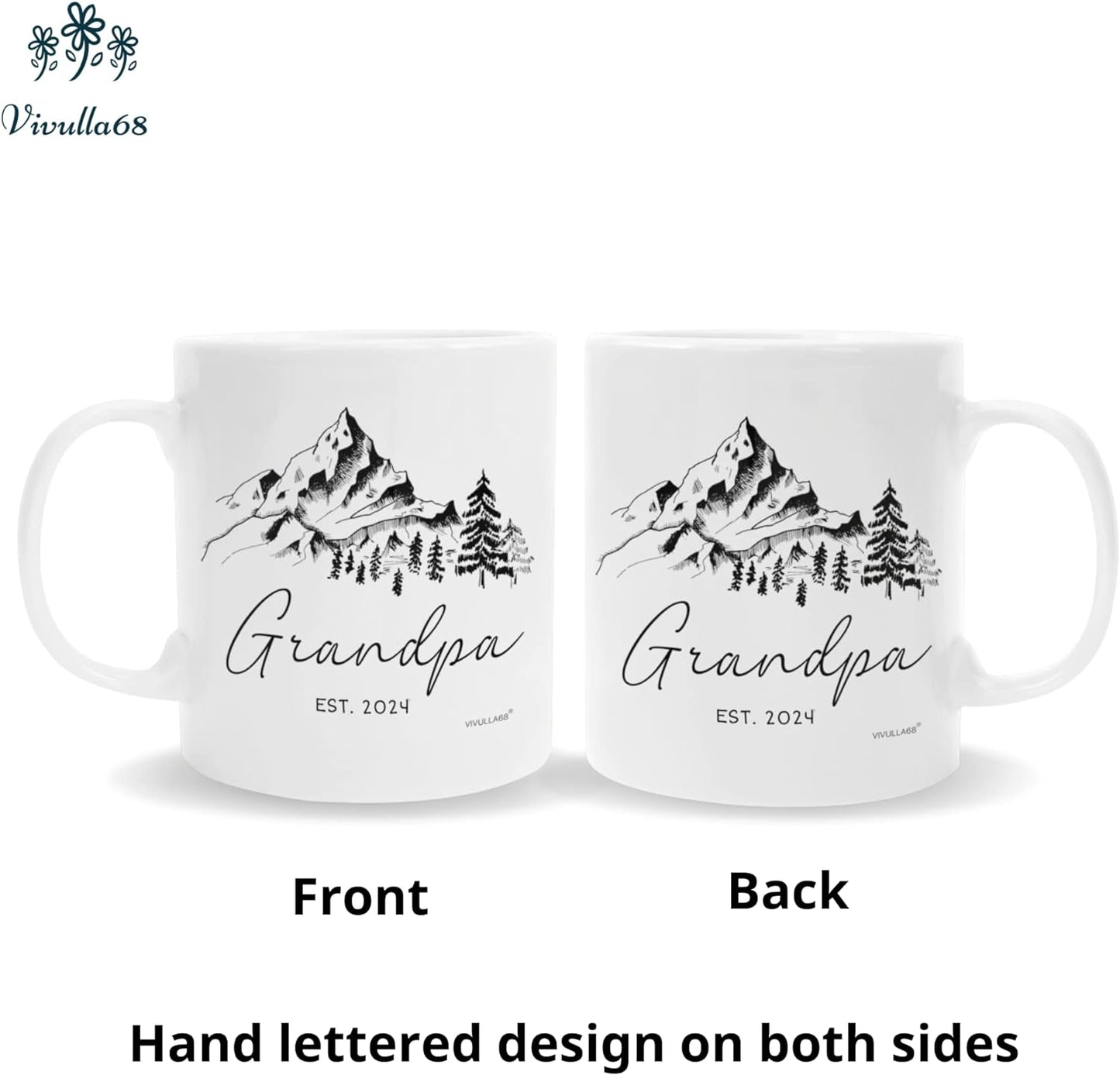Vivulla68 New Grandparents Gifts First Time 2024, Pregnancy Announcement For Grandparents Mug Set, Promoted To Grandparents Grandma And Grandpa 2024 Mugs, Grandparents Baby Announcement Gifts Est 2024