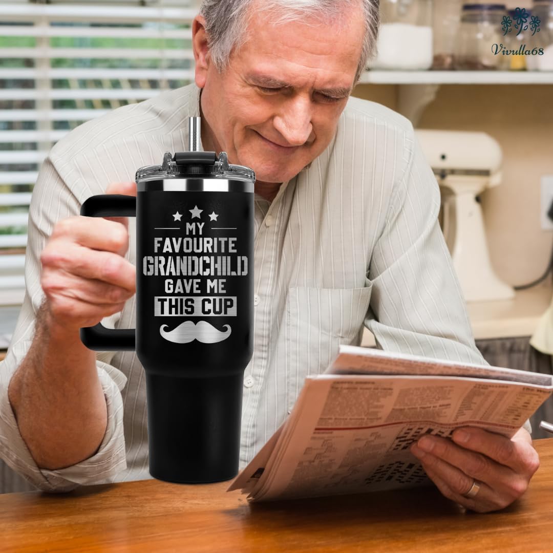 B0D9Y6C2J2-Vivulla68 Father Day Gifts for Grandpa, My Favorite GrandChild Gave Me This Cup Tumbler 40Oz - Grandpa Birthday Gifts from Grandkids, Granddaughter, Grandson - Grandfather Mug, Present for Granddad