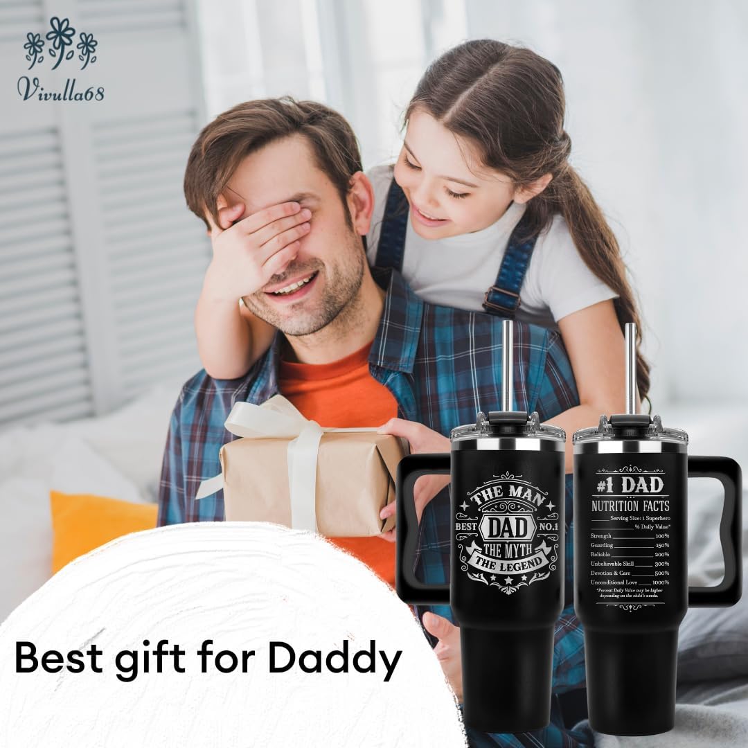B0D9Y3Q46V - Father Day Gifts For Dad from Daughter Son Kids, Birthday Gifts for Daddy, Present for Dads, Dad Tumbler 40 Oz, Best Father Mug, Cool Coffee Cup Ideas for Papa, Elderly Fathers, Step Daddy, New Papa