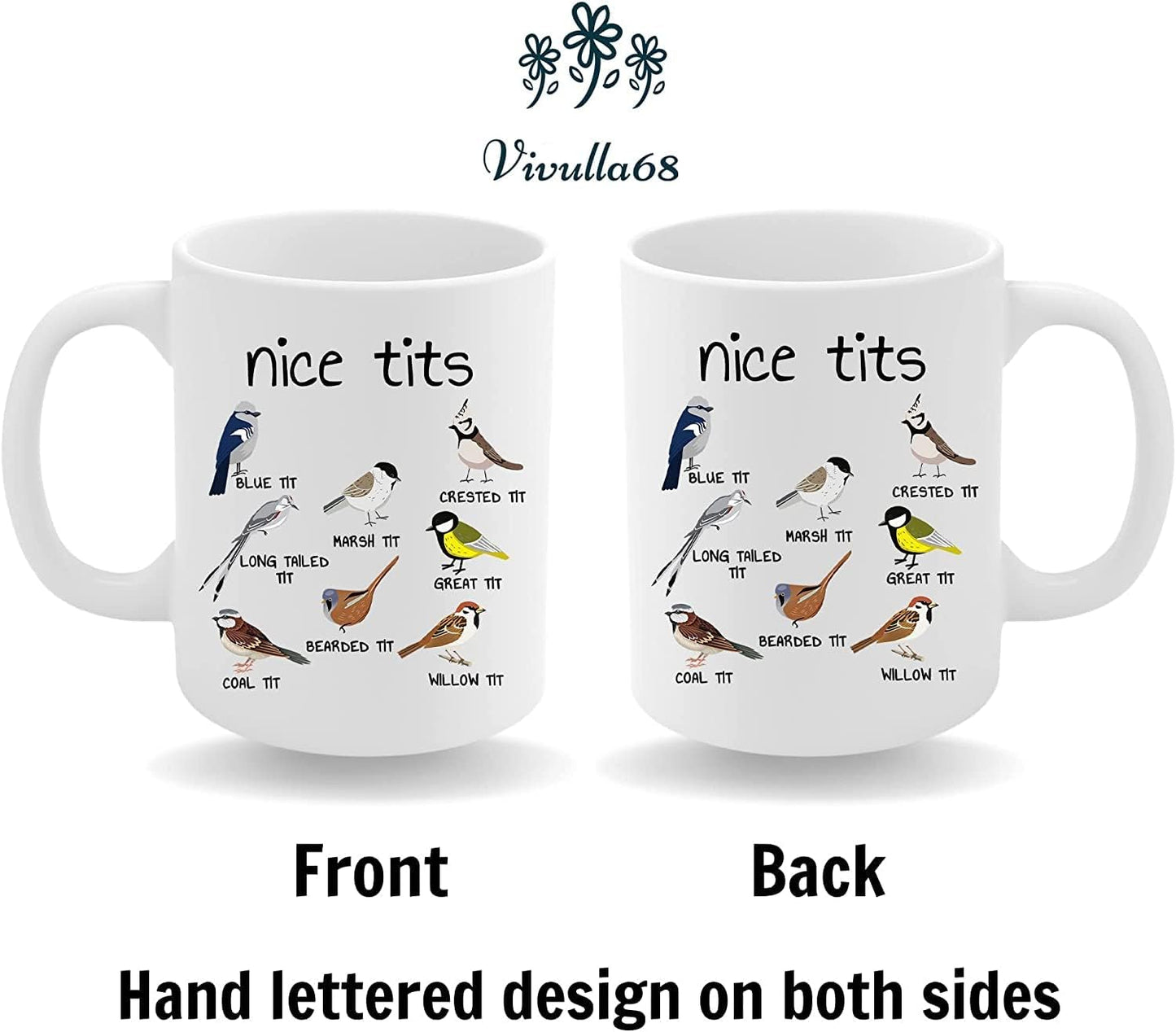 Vivulla68 Nice Tits Bird Mug, Fowl Language Bird Mug, Nice Tits Mug, Mug With Birds, Foul Language Bird Mug, Bird Mug, Bird Coffee Mug