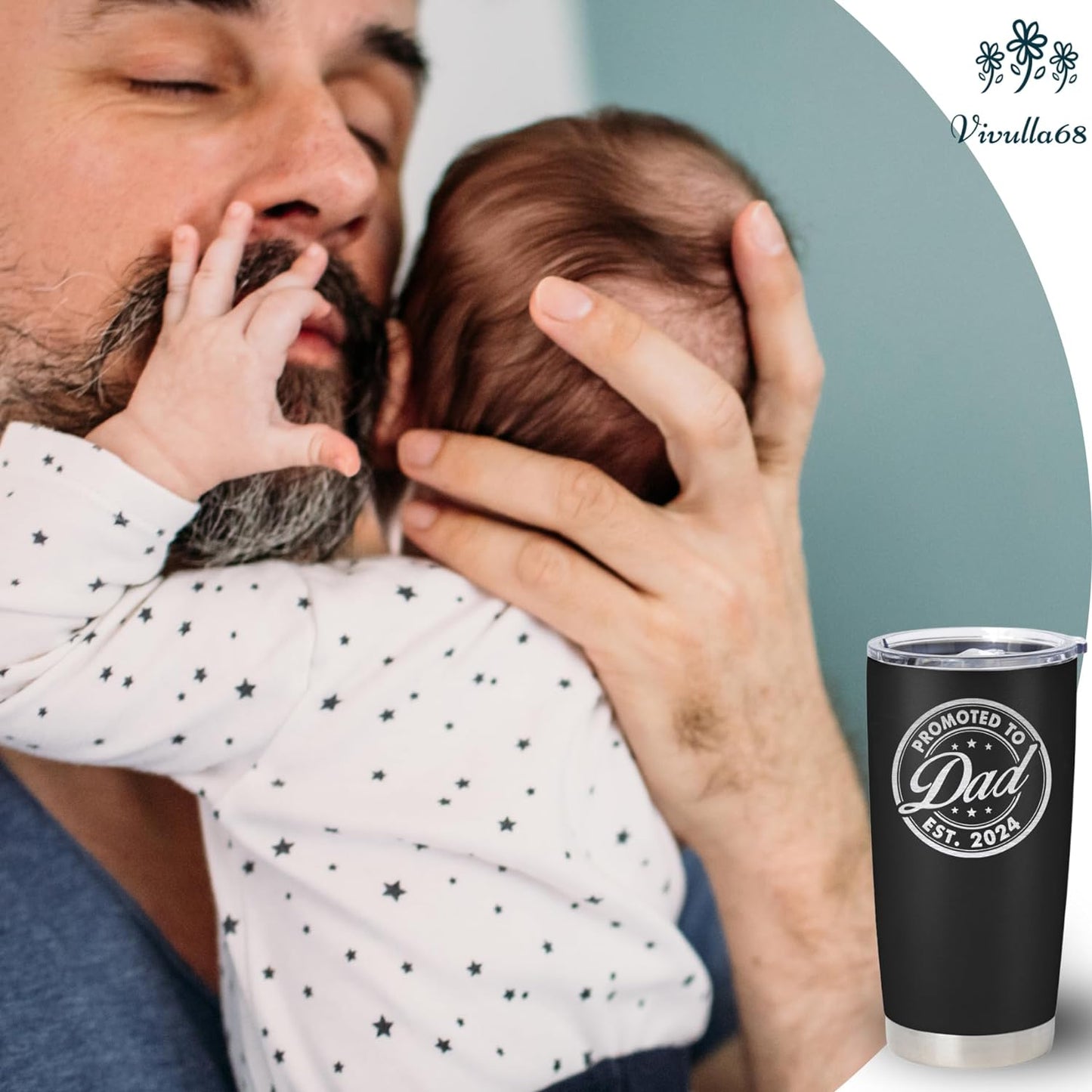 Vivulla68 Promoted To Dad 2024 Tumbler, Dad Est 2024 Mug, Dad Established 2024 Coffee Cup, New Parents Gifts, First Time Daddy Gifts For Fathers Day And Christmas, Father To Be, Daddy To Be Gift Ideas