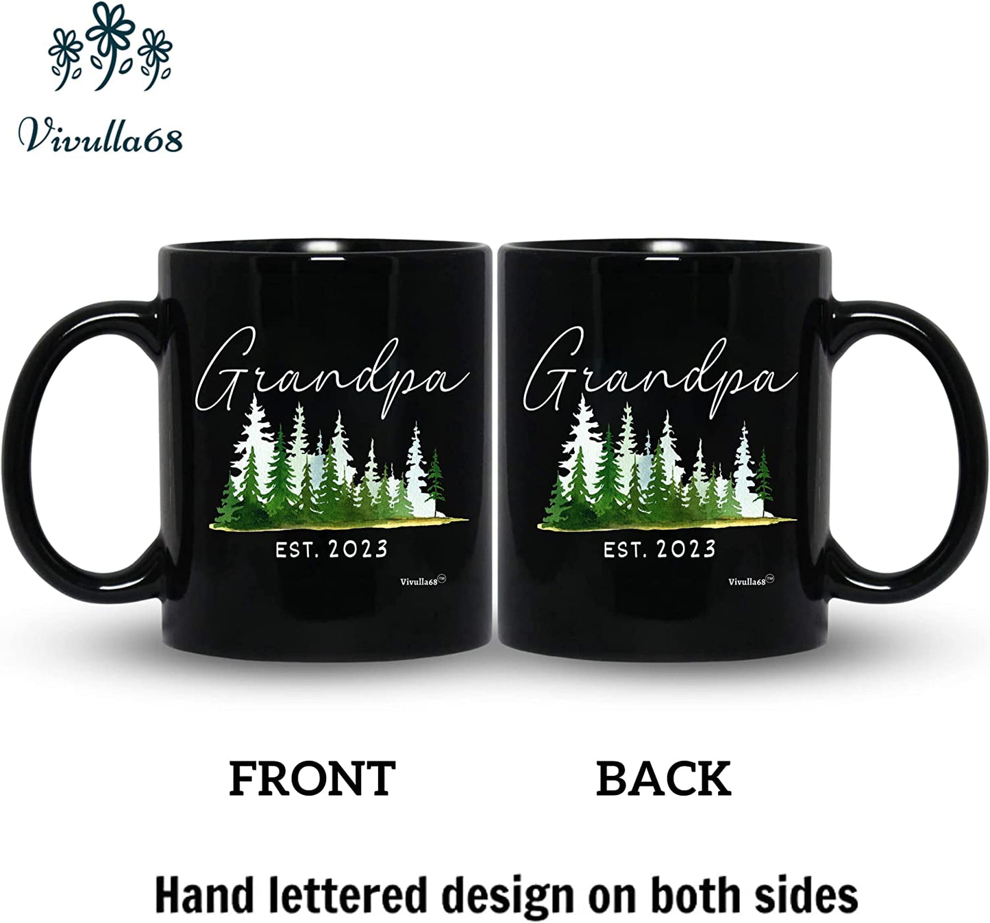 Vivulla68 Pregnancy Announcement For Grandparents Mug Set, Promoted To Grandparents Grandma And Grandpa 2023 Mugs, Grandma And Grandpa Announcement Gifts, Grandparents Baby Announcement Gifts (Black)