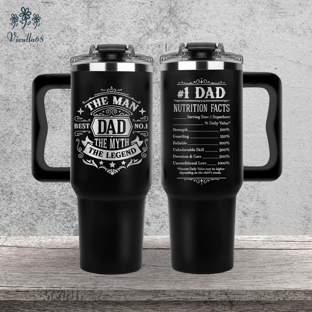 B0D9Y3Q46V - Father Day Gifts For Dad from Daughter Son Kids, Birthday Gifts for Daddy, Present for Dads, Dad Tumbler 40 Oz, Best Father Mug, Cool Coffee Cup Ideas for Papa, Elderly Fathers, Step Daddy, New Papa