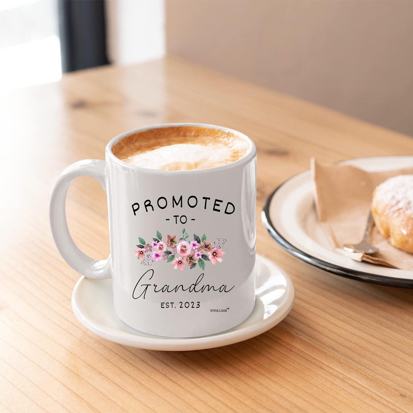 Vivulla68 Promoted To Grandparents Grandma And Grandpa 2023 Mugs, Pregnancy Announcement For Grandparents Mug Set, Grandma And Grandpa Announcement Gifts, Grandparents Baby Announcement Christmas Gift
