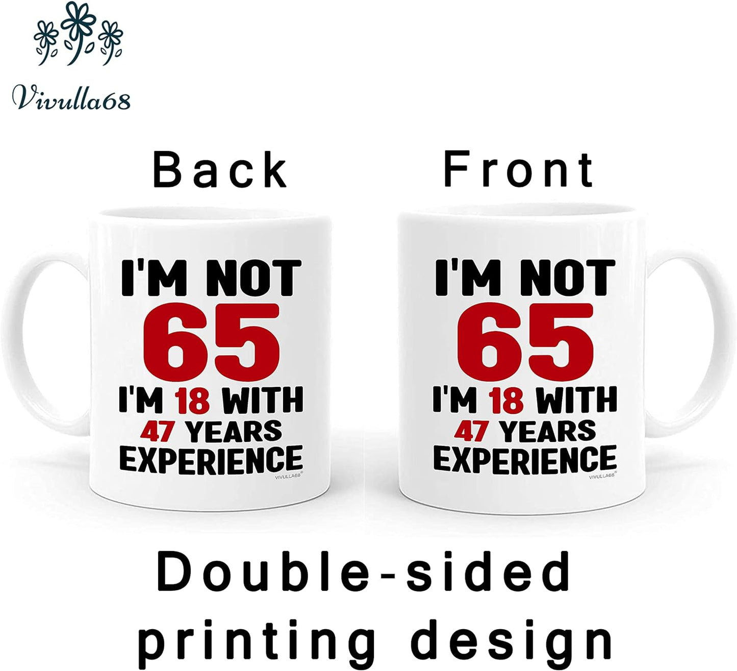 Vivulla68 Happy 65th Birthday Gifts For Men Women, 65 Birthday Mug, 65 Birthday Gifts For Men Women, 1958 Birthday Gifts For Men Women, 65 Year Old Birthday Gifts Men Women, Gifts For 65 Year Old Man