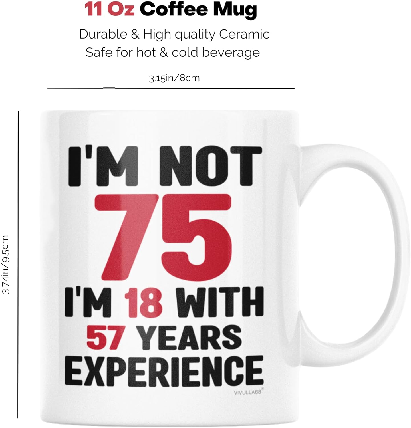 Vivulla68 75th Birthday Gifts For Men, 75th Birthday Gifts For Women, Gifts For 75 Year Old Men Woman, 1948 Birthday Gifts For Men Women, 75th Birthday Mug For Mom Dad, 75th Birthday Mug