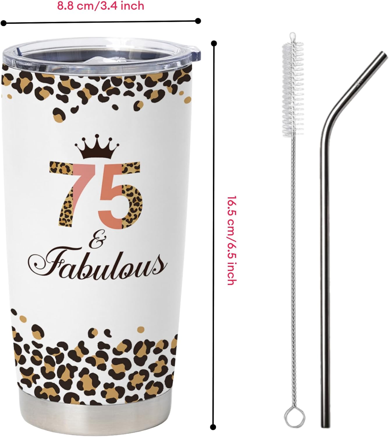 Vivulla68 75th Birthday Gifts For Women, 1948 Birthday Gifts, Gifts For 75 Year Old Woman, Gifts For Women Turning 75, 75th Birthday Travel Coffee Mug For Mom, 75th Birthday Tumbler 20 Oz