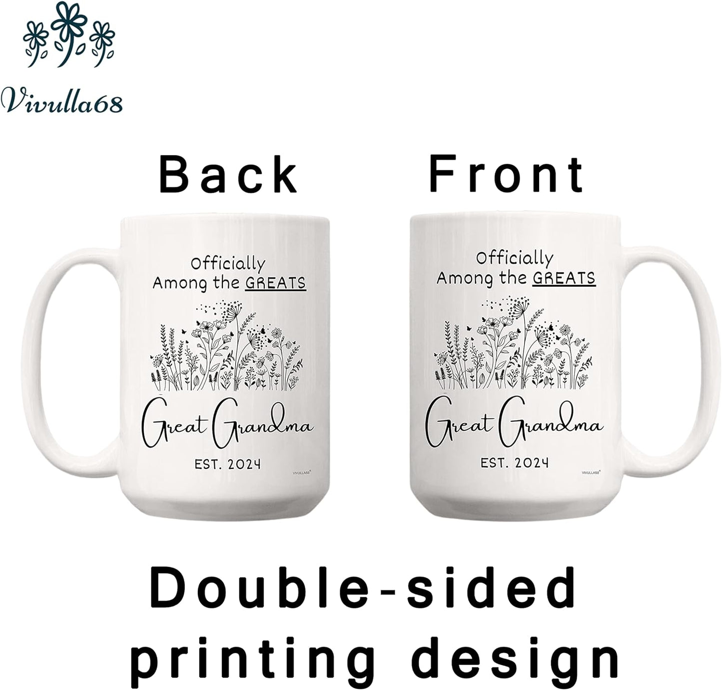 Vivulla68 Great Grandma Mug 2024, New Great Grandma Gifts, Youre Going To Be Great Grandparents Gifts, Presents For Great Grandma Pregnancy Announcement, Happy Mothers Day Gifts for Great Grandmother