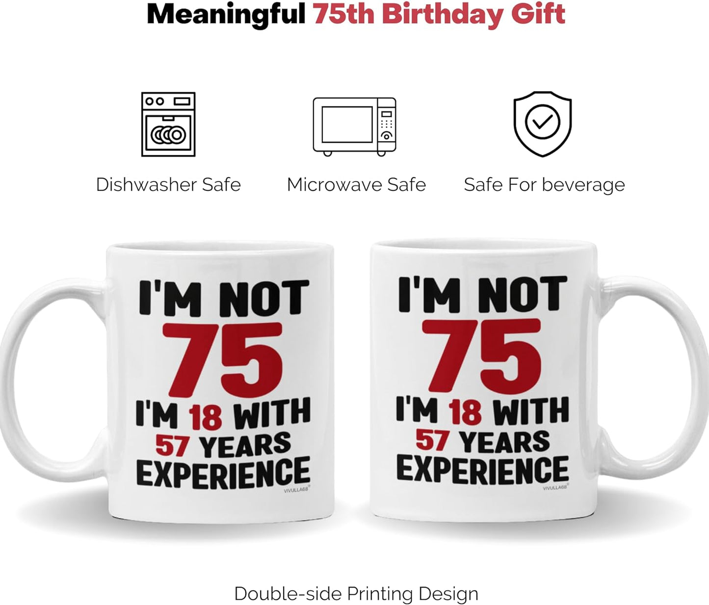 Vivulla68 75th Birthday Gifts For Men, 75th Birthday Gifts For Women, Gifts For 75 Year Old Men Woman, 1948 Birthday Gifts For Men Women, 75th Birthday Mug For Mom Dad, 75th Birthday Mug