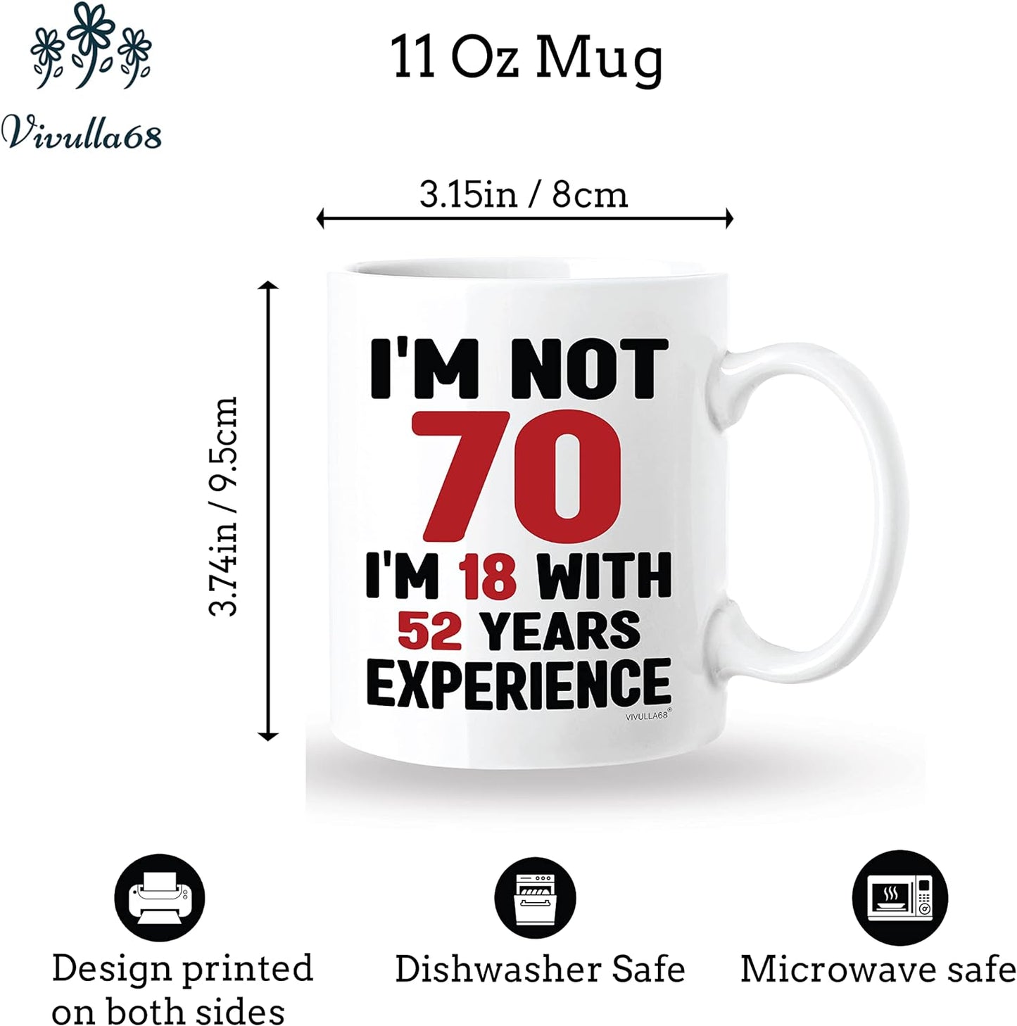 Vivulla68 70th Birthday Gifts For Men Women, Mens 70th Birthday Gift Ideas, 70 Year Old Birthday Gifts For Men Women, 70 Birthday Gifts Men Women, 1953 Birthday Gifts For Men Women, Turning 70 Mug