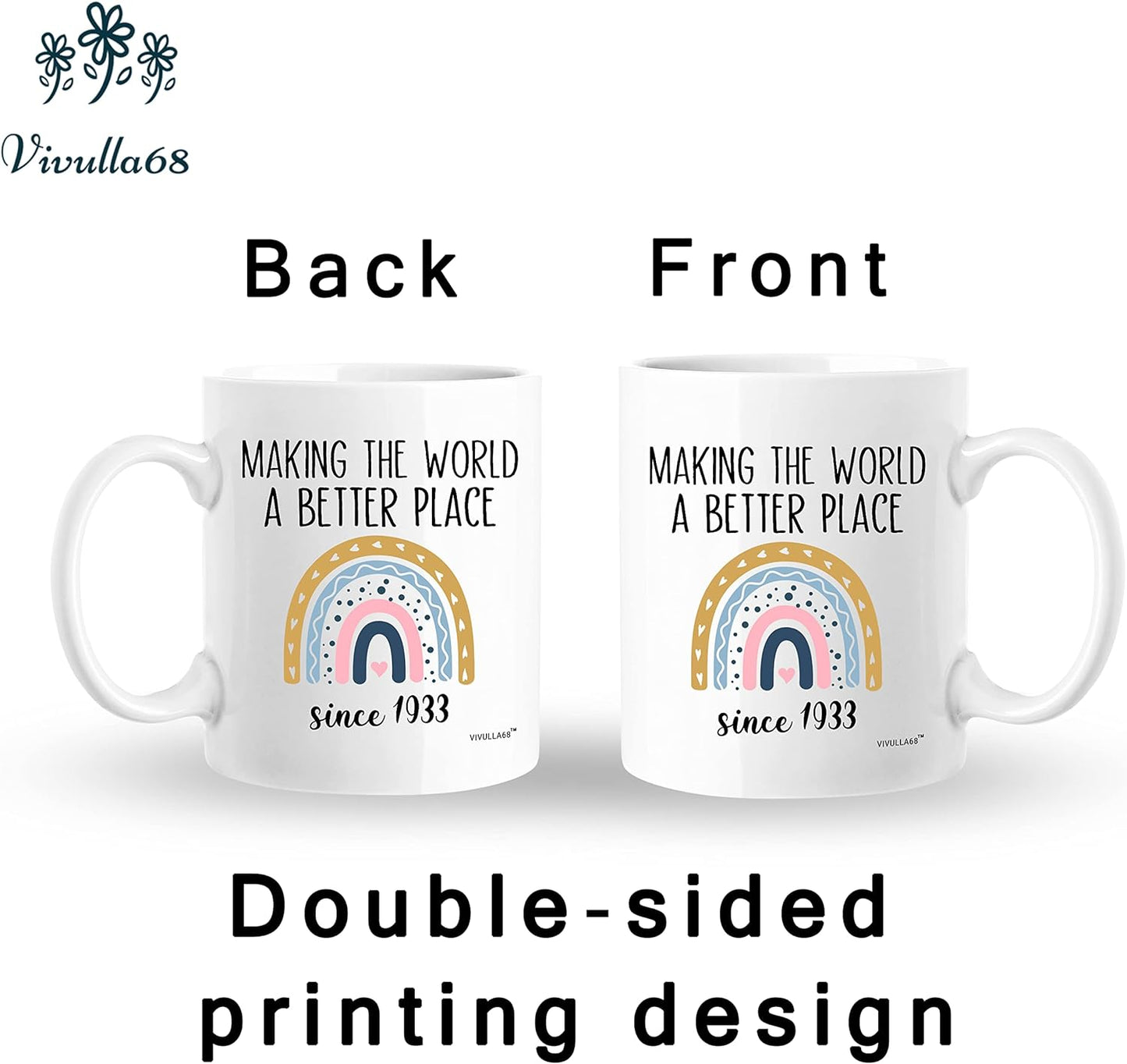 Vivulla68 90th Birthday Gifts for Women, 90th Birthday Ideas, 1933 Birthday, Gifts for 90 Year Old Woman, 90th Birthday Gifts for Men, 90 Year Old Birthday Gifts for Women, Grandma 90th Birthday Cups