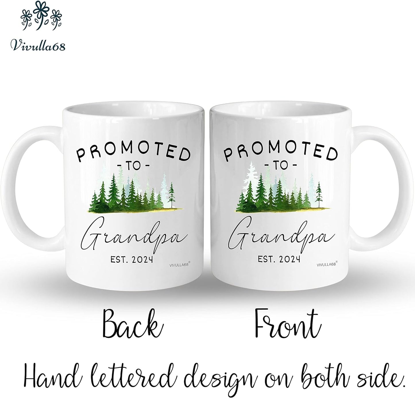 Vivulla68 Promoted To Grandparents Grandma And Grandpa 2024 Mugs, Pregnancy Announcement For Grandparents Mug Set, Grandma And Grandpa Announcement Gifts, Grandparents Baby Announcement Christmas Gift