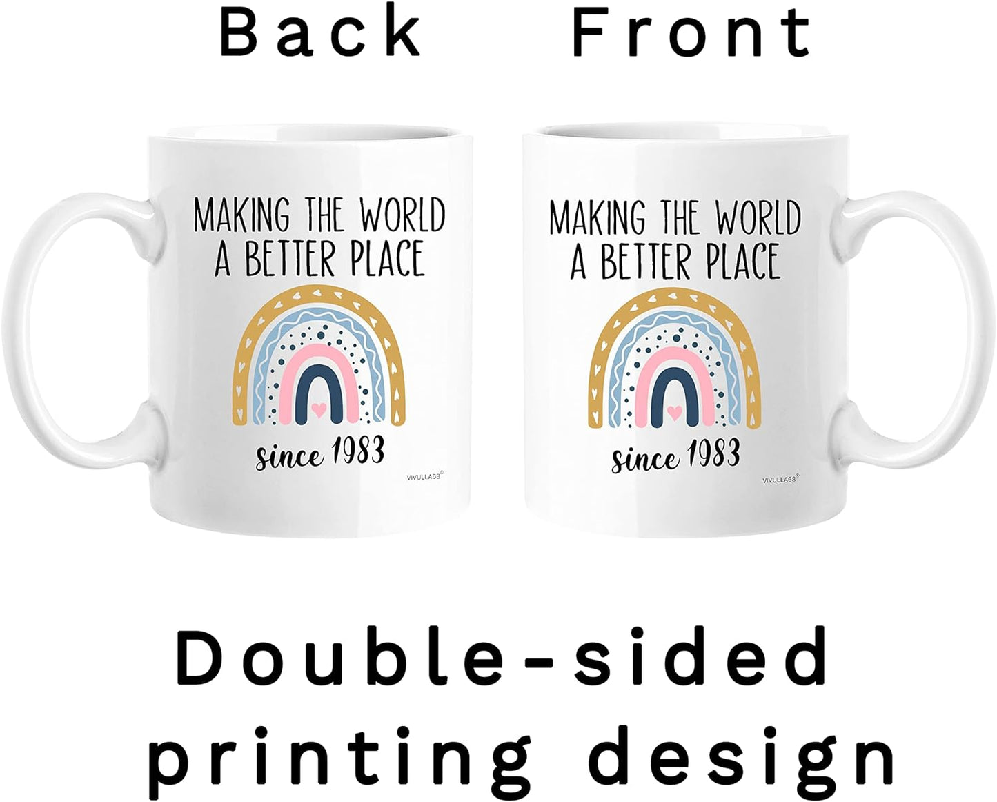 Vivulla68 40th Birthday Gifts Women, 1983 Birthday Gifts For Women, 40 Year Old Birthday Gifts For Women, 40th Birthday Gift Ideas, 40 Birthday Gifts For Women, 40th Birthday Cups, Forty Mug