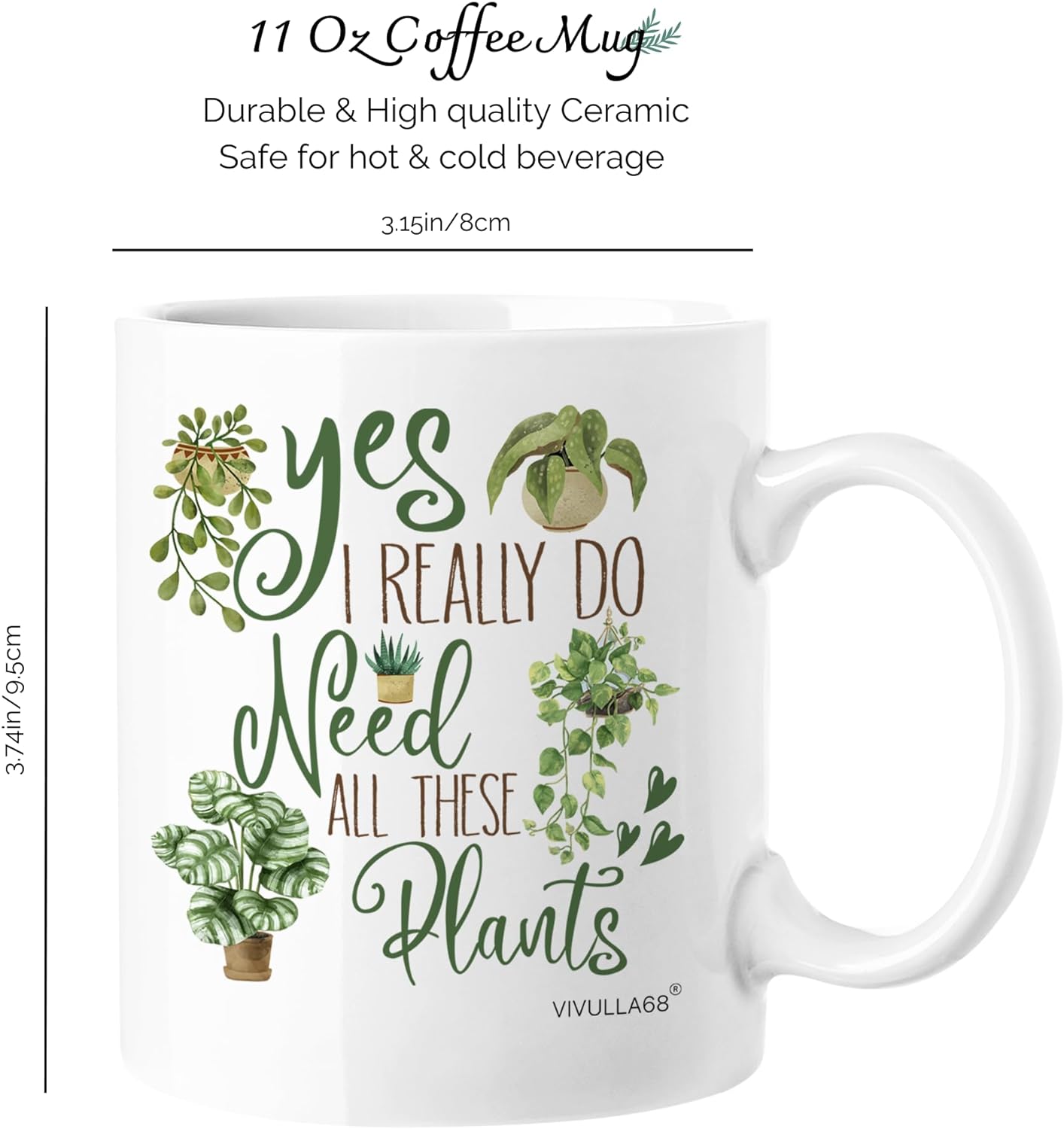 Vivulla68 Plant Lover Gifts for Women, Plant Mom Mug For Plant Lovers, Plant Mom Gifts, Cool Plant Gifts For Plant Lovers Women, Crazy Plant Lady Gifts, Gardening Gifts For Women, Gardener Gifts Women