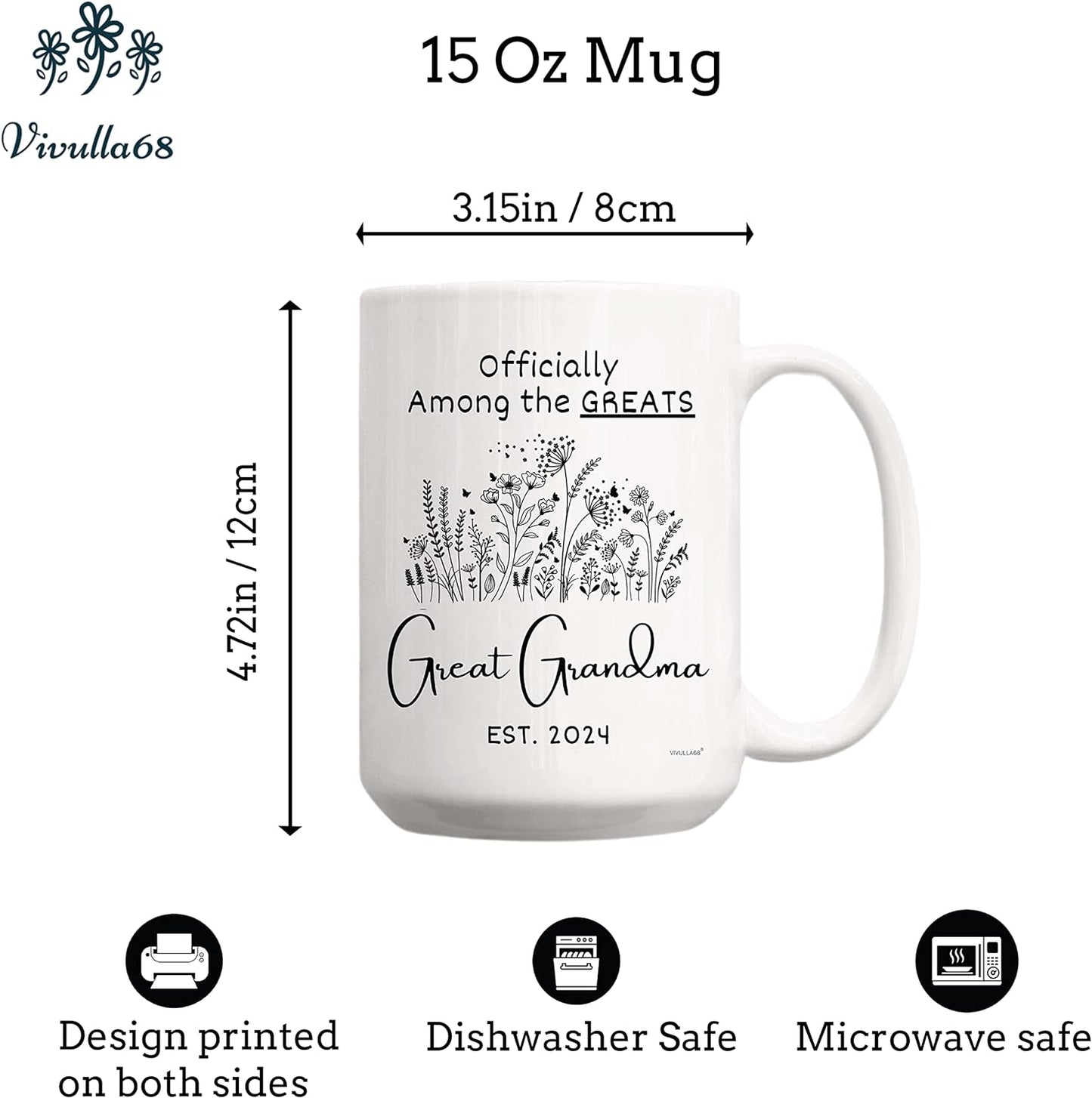Vivulla68 Great Grandma Mug 2024, New Great Grandma Gifts, Youre Going To Be Great Grandparents Gifts, Presents For Great Grandma Pregnancy Announcement, Happy Mothers Day Gifts for Great Grandmother
