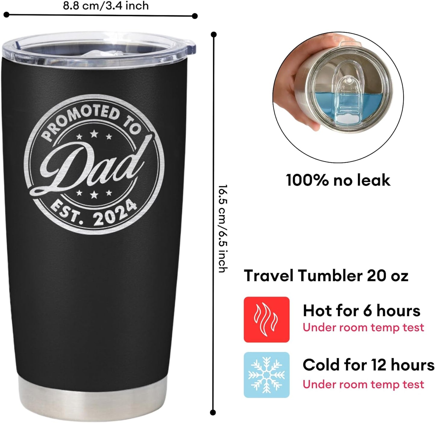 Vivulla68 Promoted To Dad 2024 Tumbler, Dad Est 2024 Mug, Dad Established 2024 Coffee Cup, New Parents Gifts, First Time Daddy Gifts For Fathers Day And Christmas, Father To Be, Daddy To Be Gift Ideas