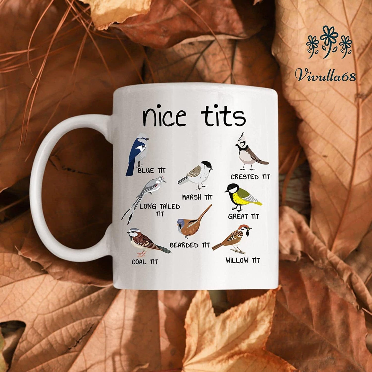 Vivulla68 Nice Tits Bird Mug, Fowl Language Bird Mug, Nice Tits Mug, Mug With Birds, Foul Language Bird Mug, Bird Mug, Bird Coffee Mug