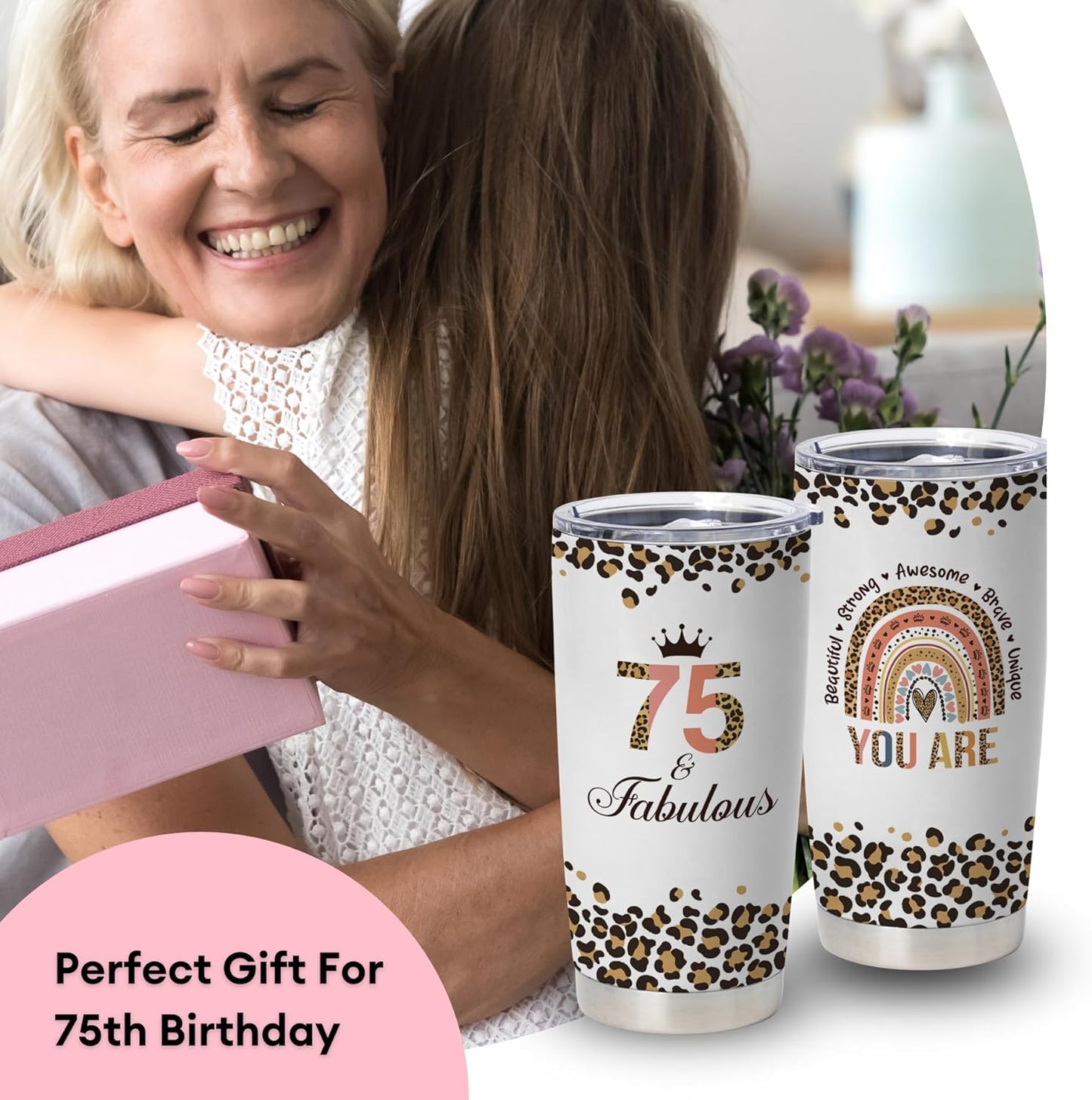 Vivulla68 75th Birthday Gifts For Women, 1948 Birthday Gifts, Gifts For 75 Year Old Woman, Gifts For Women Turning 75, 75th Birthday Travel Coffee Mug For Mom, 75th Birthday Tumbler 20 Oz