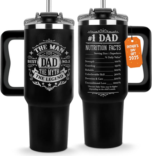 B0D9Y3Q46V - Father Day Gifts For Dad from Daughter Son Kids, Birthday Gifts for Daddy, Present for Dads, Dad Tumbler 40 Oz, Best Father Mug, Cool Coffee Cup Ideas for Papa, Elderly Fathers, Step Daddy, New Papa