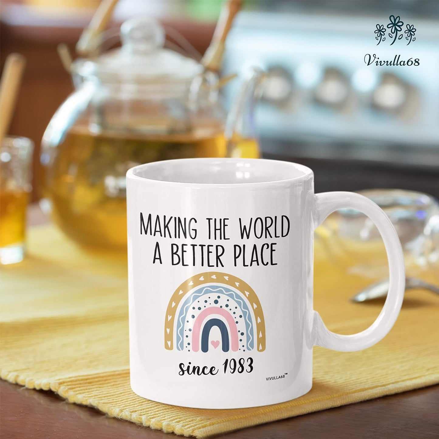 Vivulla68 40th Birthday Gifts Women, 1983 Birthday Gifts For Women, 40 Year Old Birthday Gifts For Women, 40th Birthday Gift Ideas, 40 Birthday Gifts For Women, 40th Birthday Cups, Forty Mug