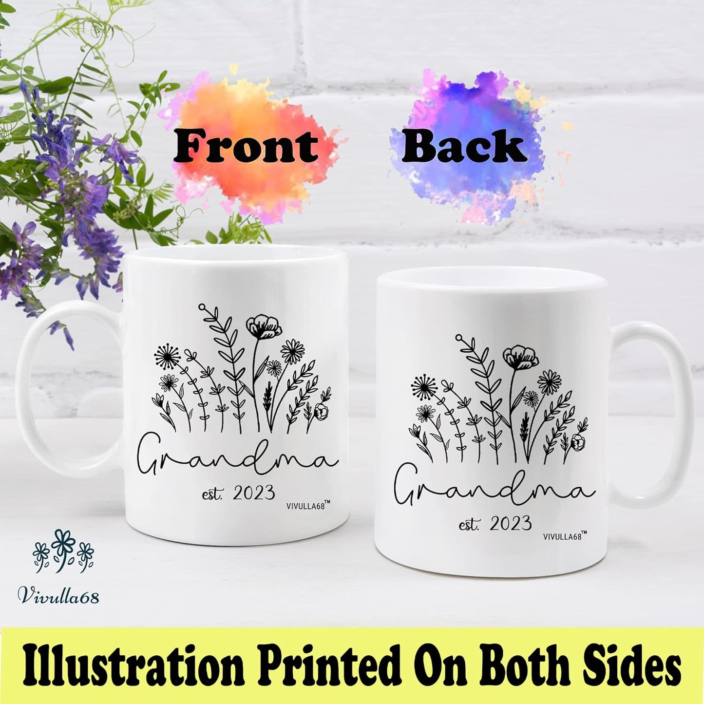 Vivulla68 Promoted To Grandma 2023 Mug, New Grandma Gifts First Time, Grandma to be Gifts, Pregnancy Announcement for Grandma Expecting, Grandma Mugs Coffee Gift for New Grandma, Future Grandma Gifts