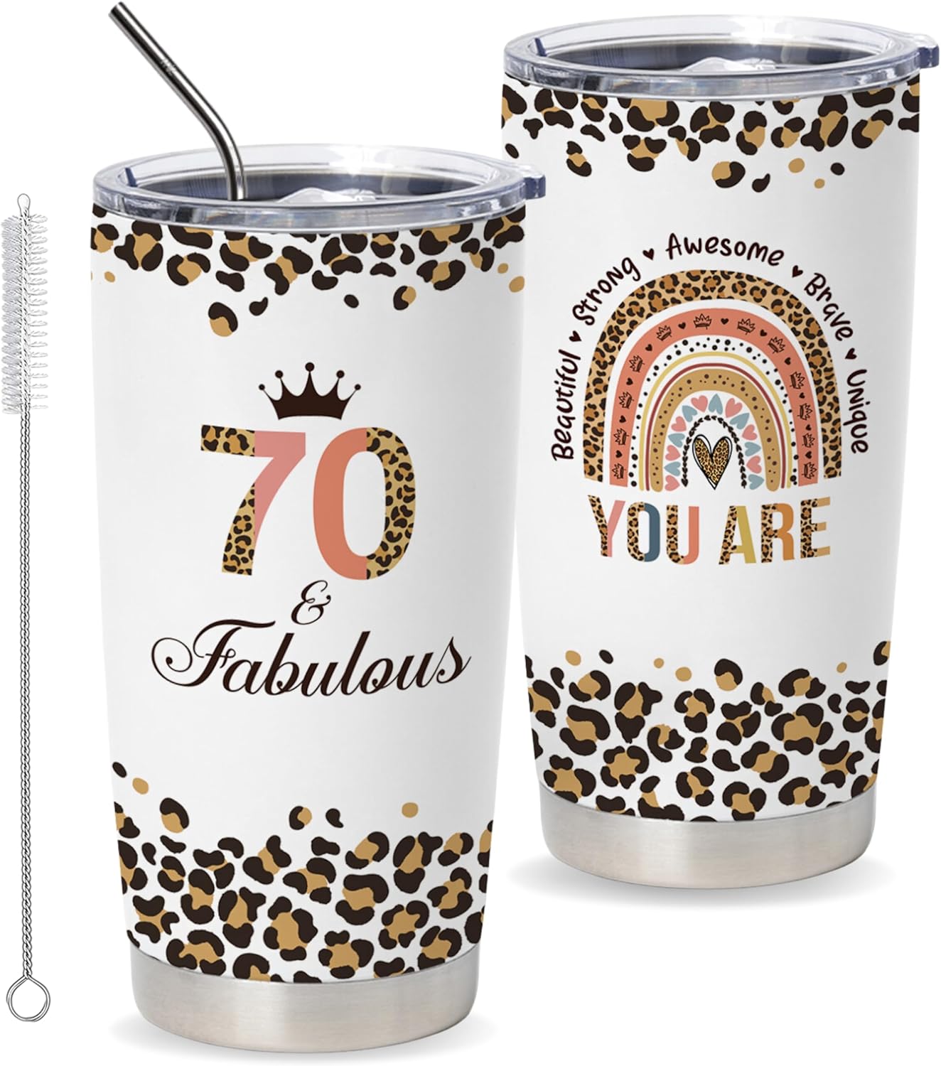 Vivulla68 Happy 70th Birthday Gifts For Women, Best Gifts Idea For 70 Year Old Woman, 1953 Birthday Gifts Women, 70 Birthday Gifts For Women Turning 70, 70 Year Old Birthday Tumbler With Lid And Straw