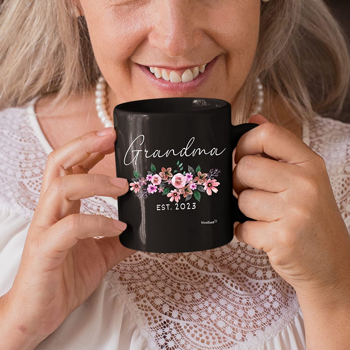 Vivulla68 Pregnancy Announcement For Grandparents Mug Set, Promoted To Grandparents Grandma And Grandpa 2023 Mugs, Grandma And Grandpa Announcement Gifts, Grandparents Baby Announcement Gifts (Black)
