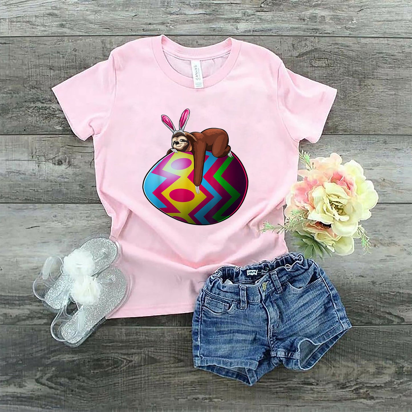 Bunny Sloth Eggs Easter Shirt, Girls Boys Easter Shirt, Easter Gifts For Kids, Easter Gifts For Toddlers