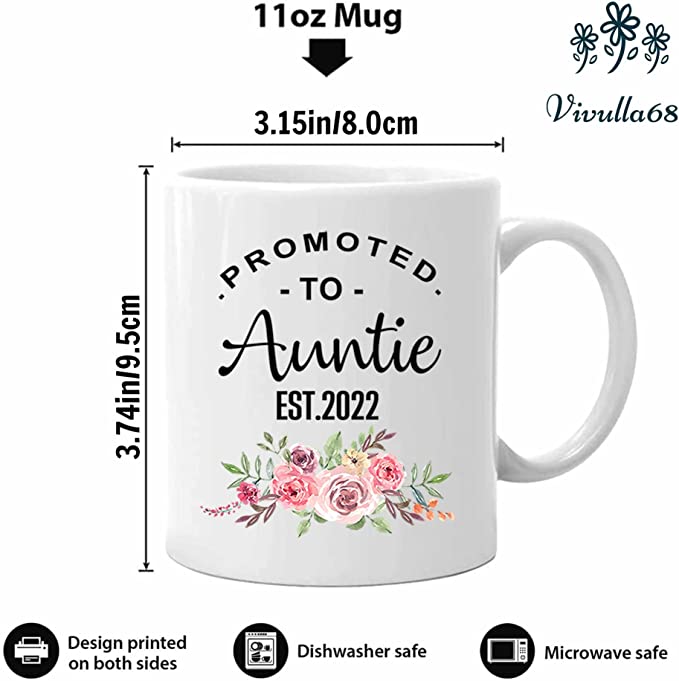 Vivulla68 Promoted to Aunt Coffee Mugs, New Auntie Gifts, Auntie Announcement Gifts, Best Friends Promoted to Aunt, Aunty to be, Sister to Aunt, New Aunt Gifts, Future Aunt Gifts, Auntie to be Gifts