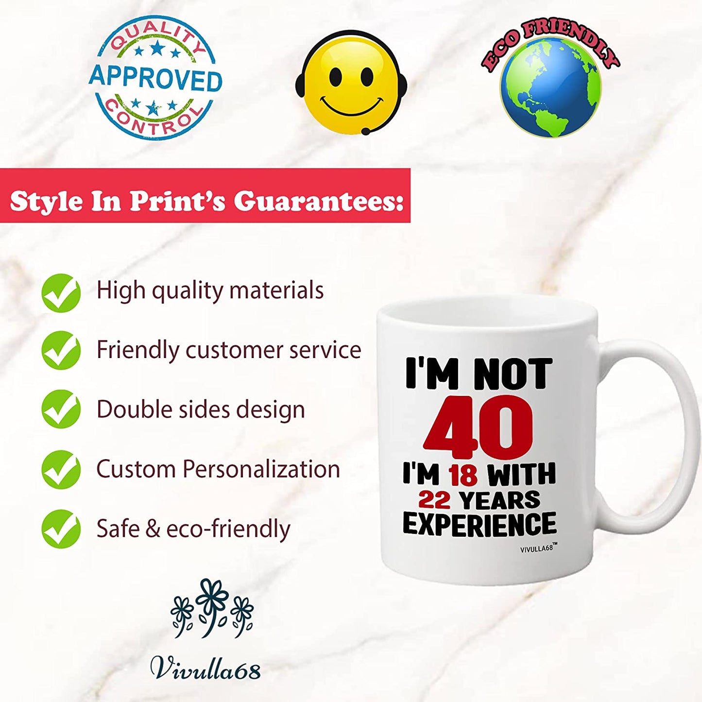 Vivulla68 Funny 40th Birthday Gifts For Men Women, 1982 Birthday Gifts For Women Men, 40th Birthday Gift Ideas, 40th Birthday Cups, 40 Year Old Birthday Gifts For Women Men, Gifts For Women Turning 40